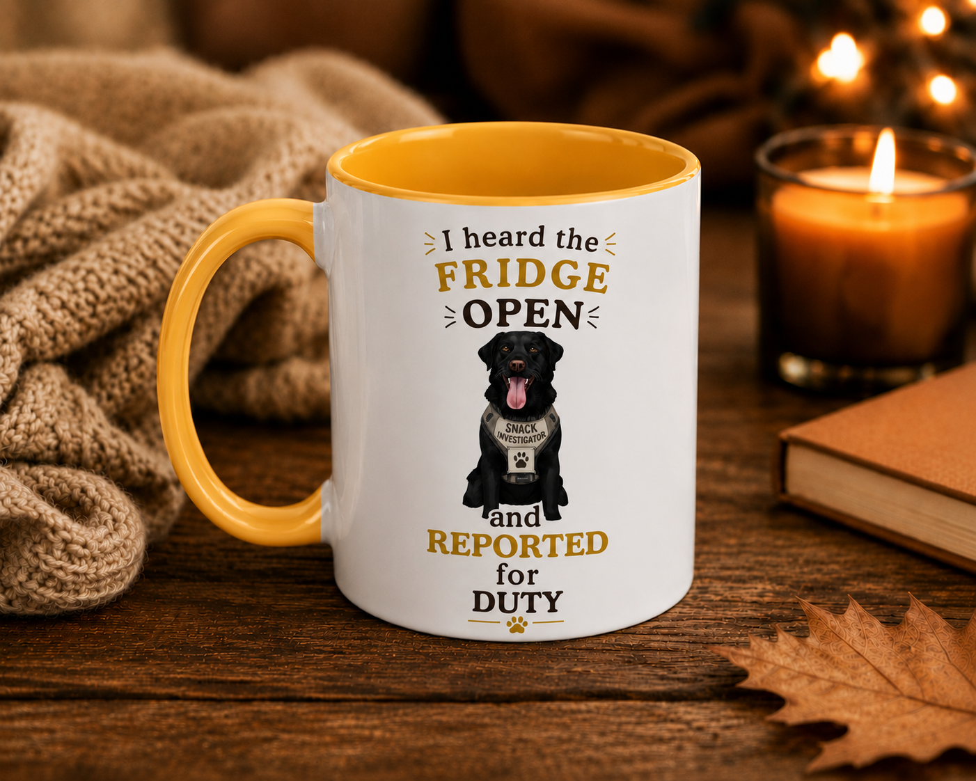 Black Labrador Mug — I Heard the Fridge Open and Reported for Duty