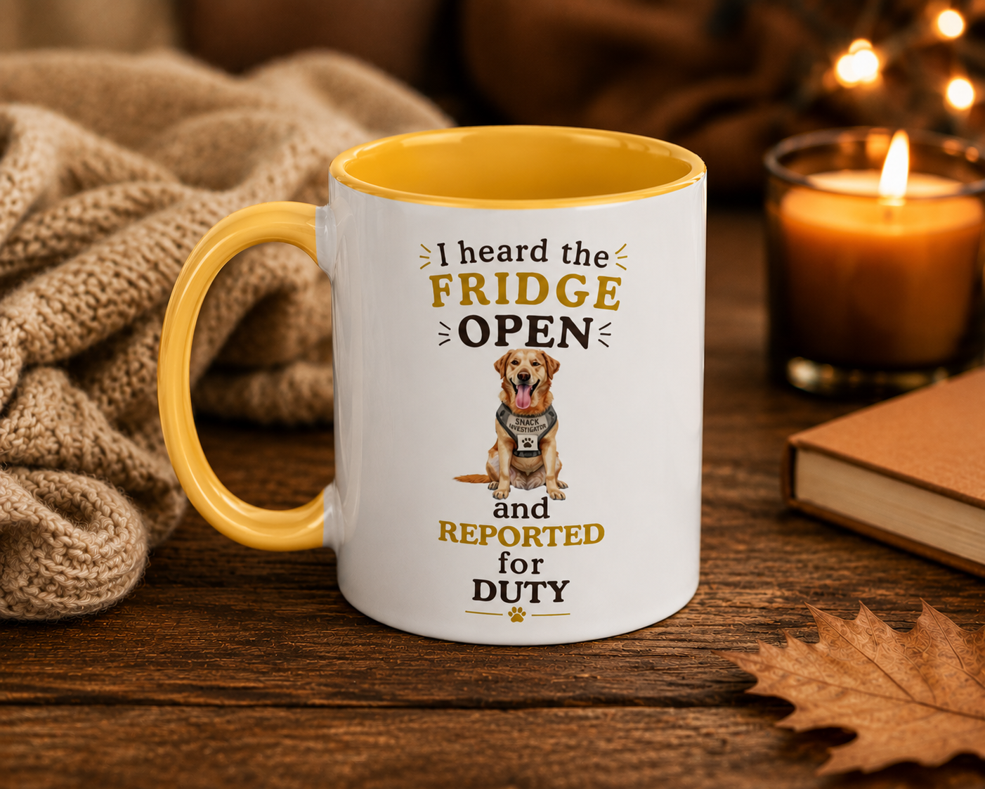 Golden Labrador Mug — I Heard the Fridge Open and Reported for Duty