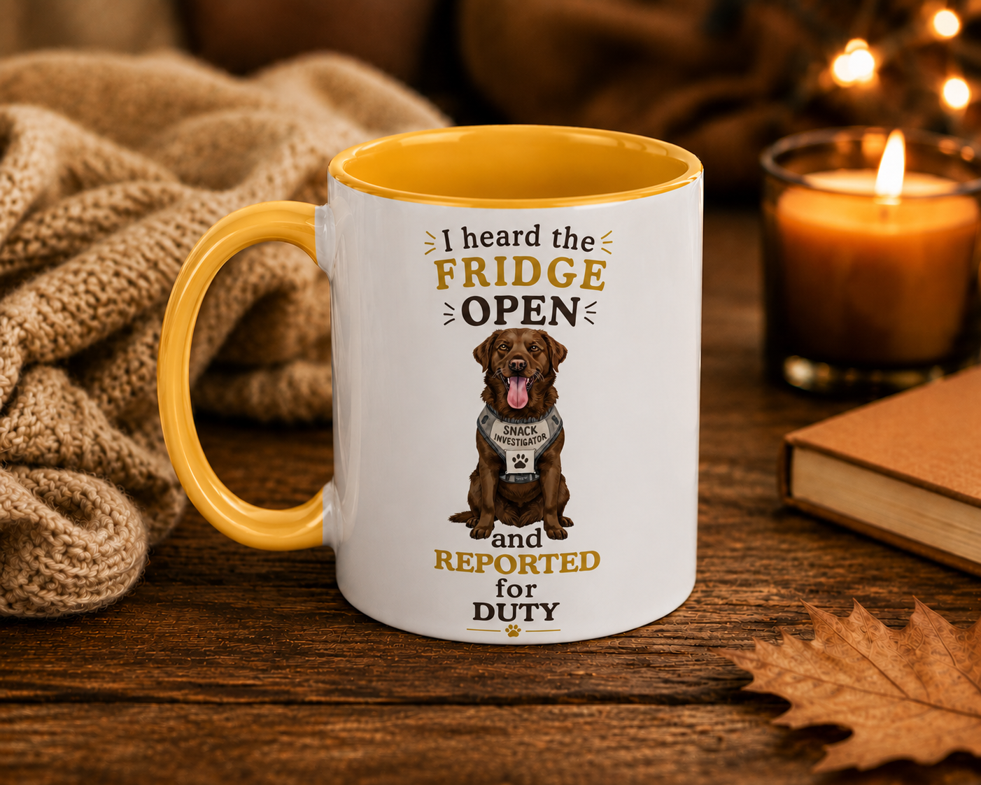 Chocolate Labrador Mug — I Heard the Fridge Open and Reported for Duty