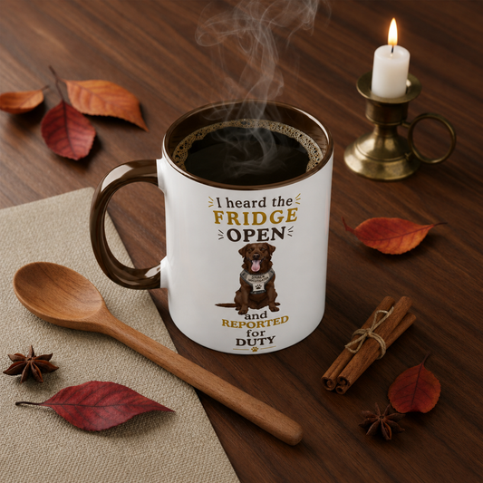 Chocolate Labrador Mug — I Heard the Fridge Open and Reported for Duty
