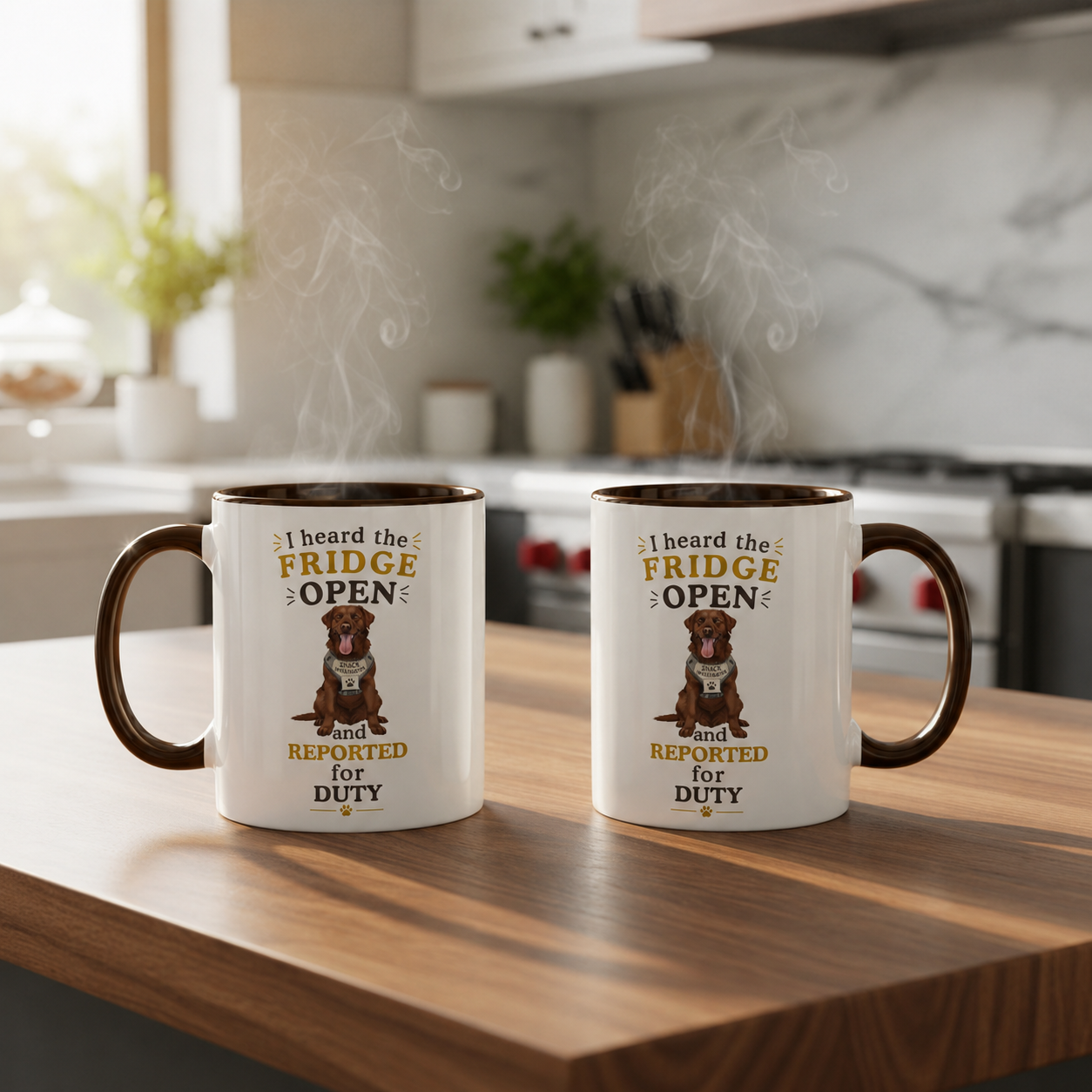 Chocolate Labrador Mug — I Heard the Fridge Open and Reported for Duty