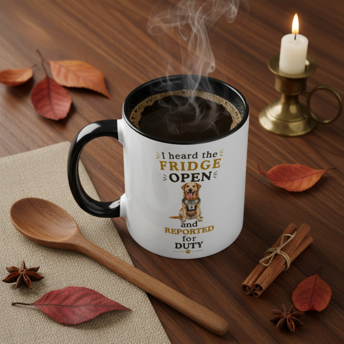 Golden Labrador Mug — I Heard the Fridge Open and Reported for Duty
