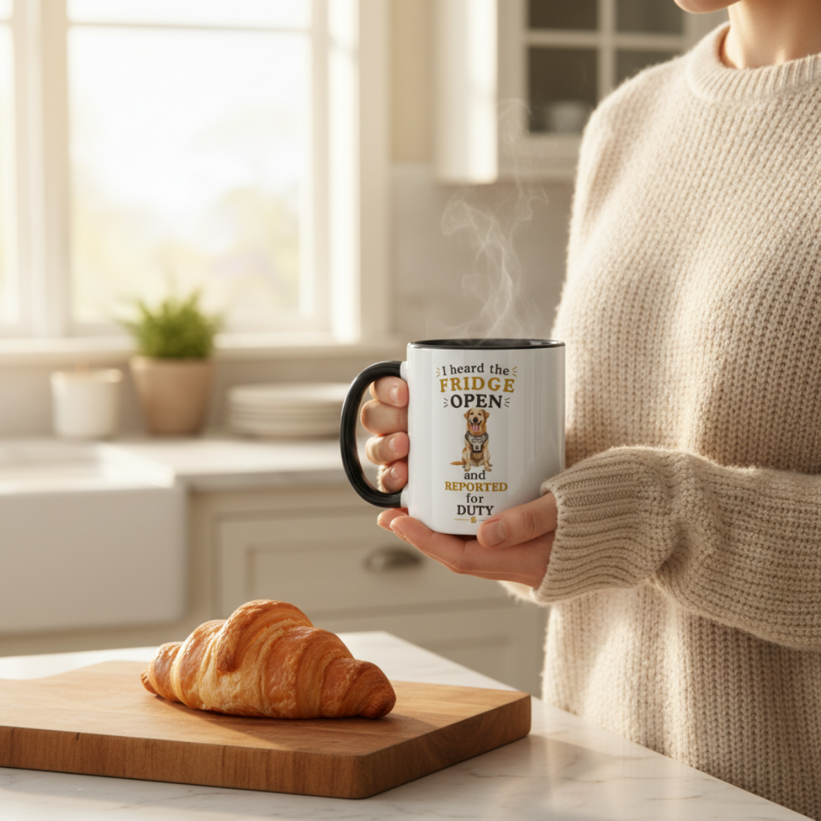 Golden Labrador Mug — I Heard the Fridge Open and Reported for Duty