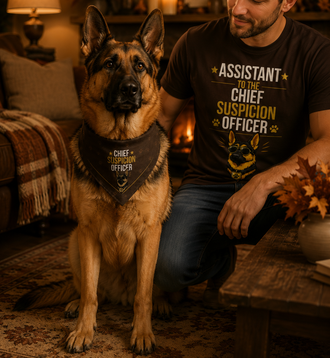 German Shepherd Bandana — Chief Suspicion Officer on Duty