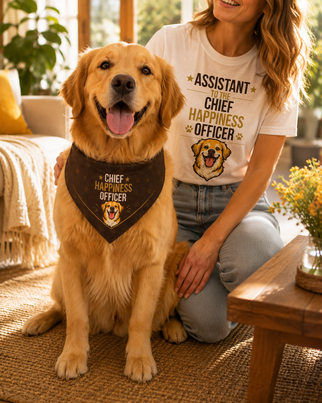 Golden Retriever Bandana — Chief Happiness Officer on Duty