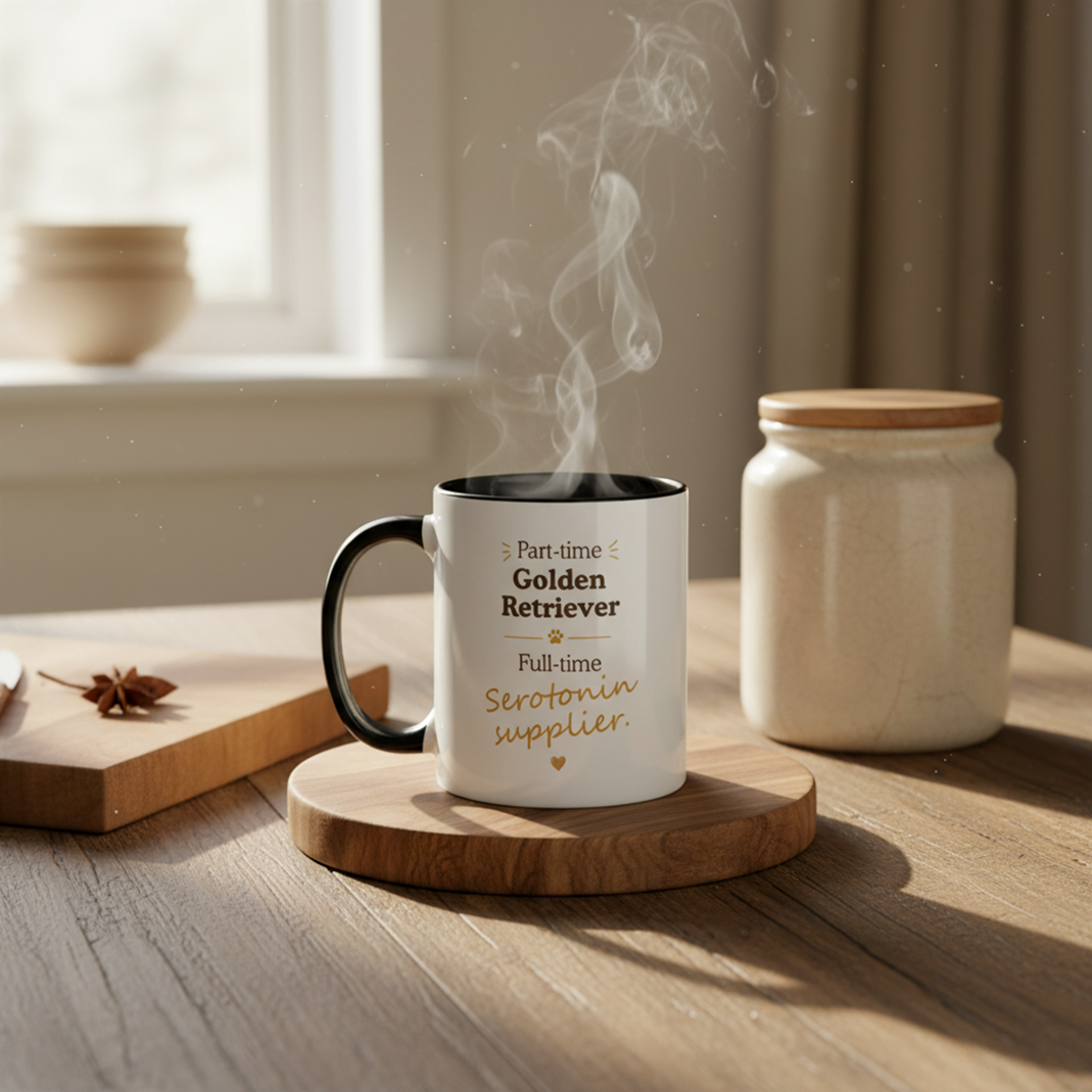 Golden Retriever Mug — Part-time Golden Retriever, Full-time Serotonin Supplier