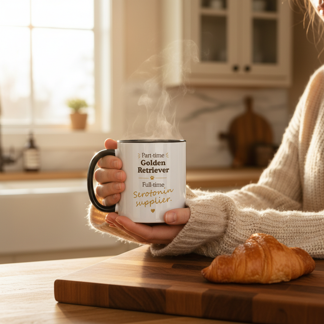 Golden Retriever Mug — Part-time Golden Retriever, Full-time Serotonin Supplier