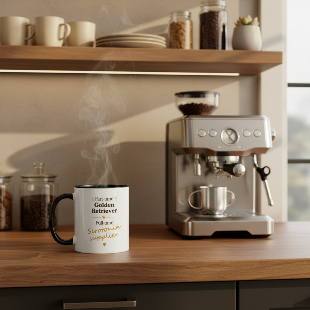 Golden Retriever Mug — Part-time Golden Retriever, Full-time Serotonin Supplier
