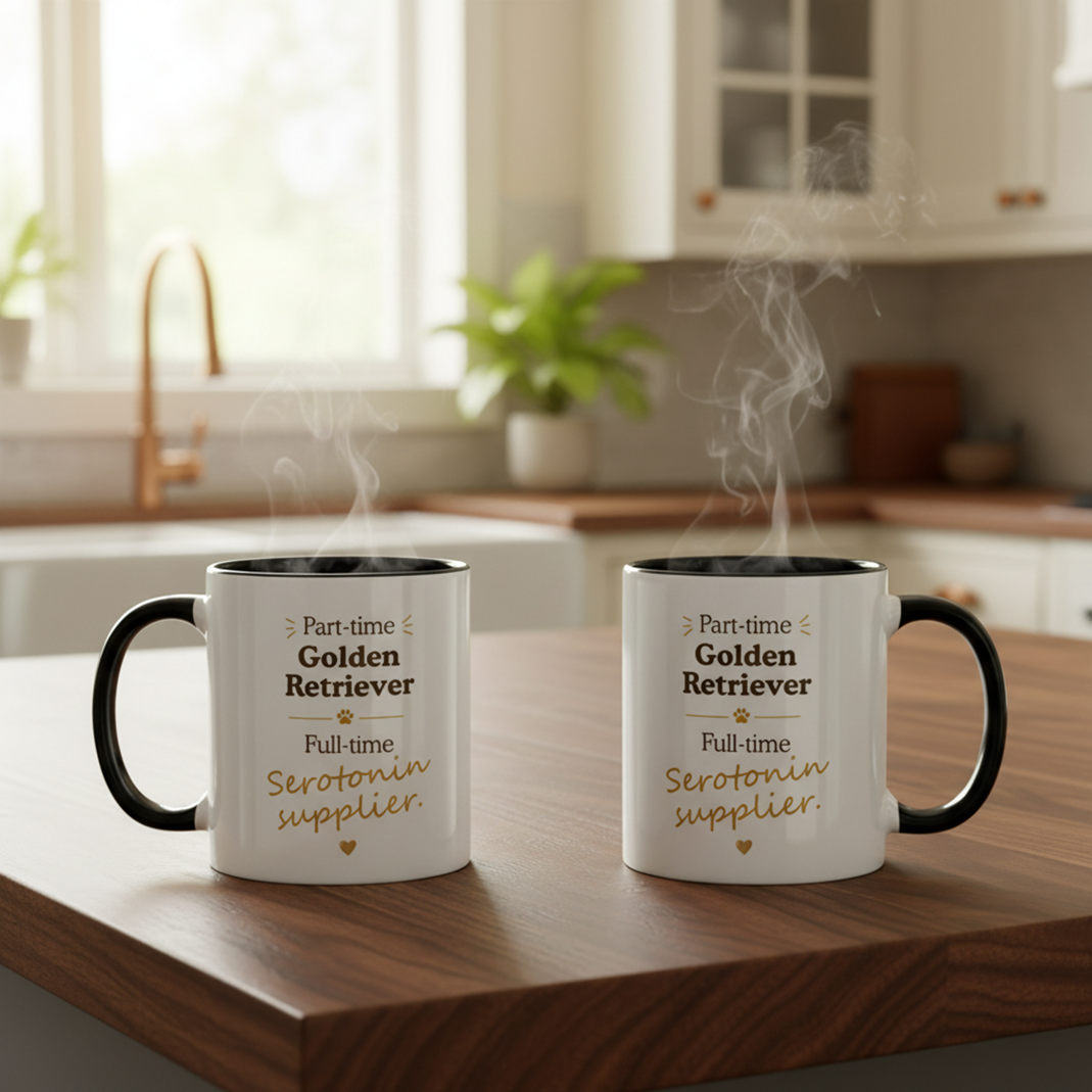 Golden Retriever Mug — Part-time Golden Retriever, Full-time Serotonin Supplier