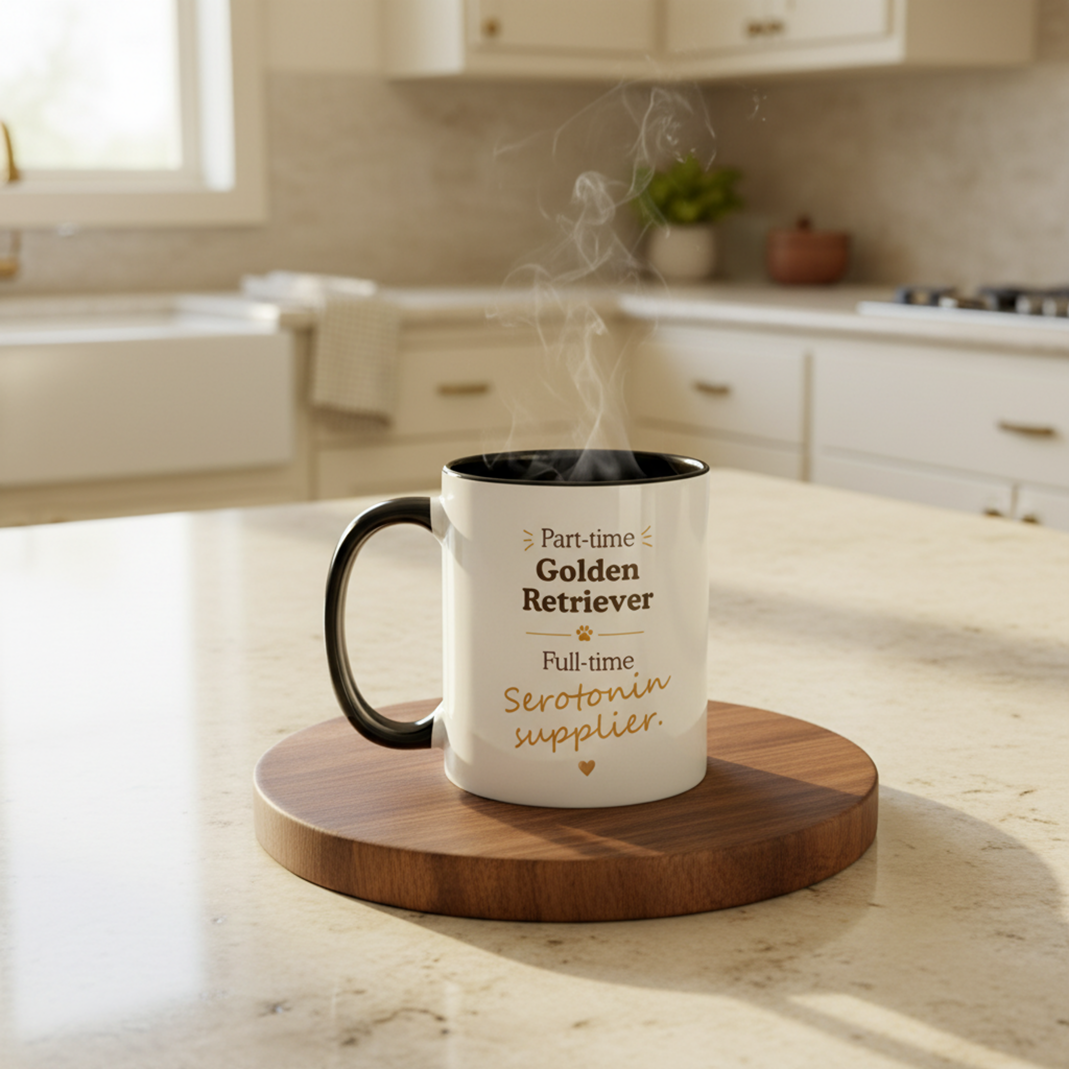 Golden Retriever Mug — Part-time Golden Retriever, Full-time Serotonin Supplier