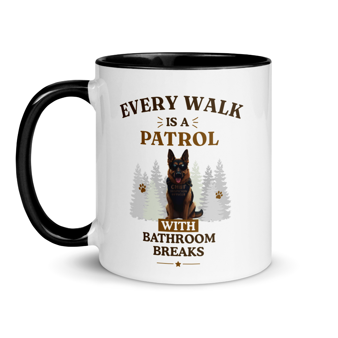German Shepherd Mug — Every Walk is a Patrol with Bathroom Breaks