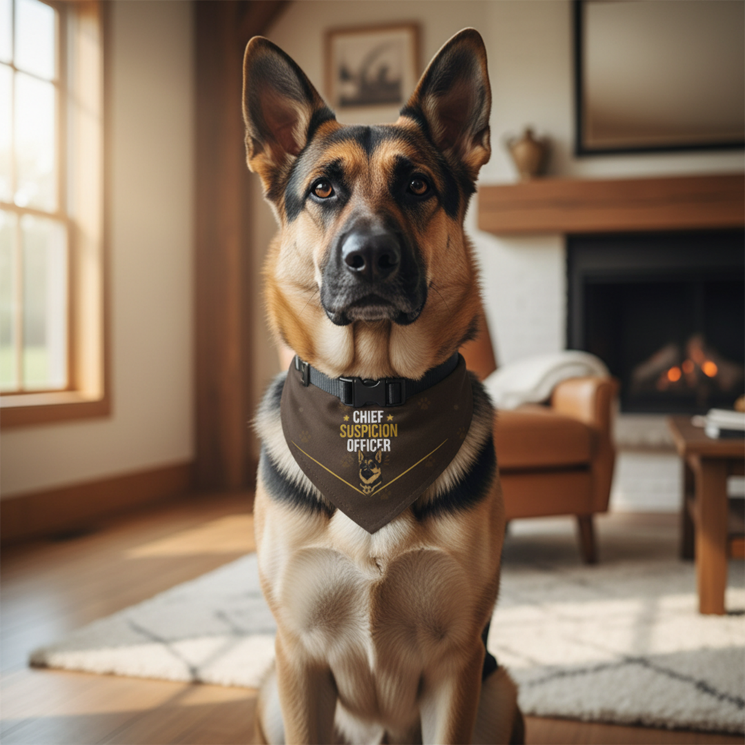 German Shepherd Bandana — Chief Suspicion Officer on Duty