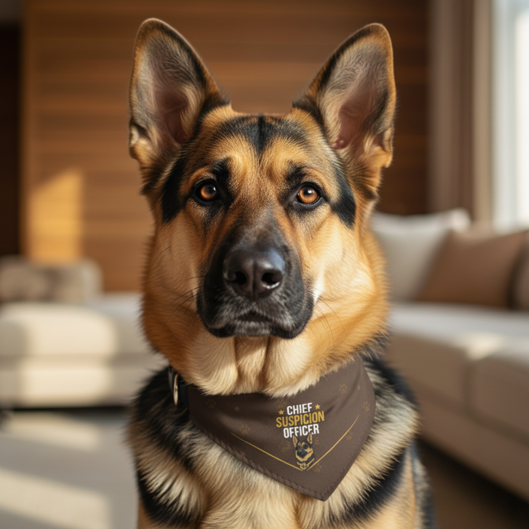 German Shepherd Bandana — Chief Suspicion Officer on Duty