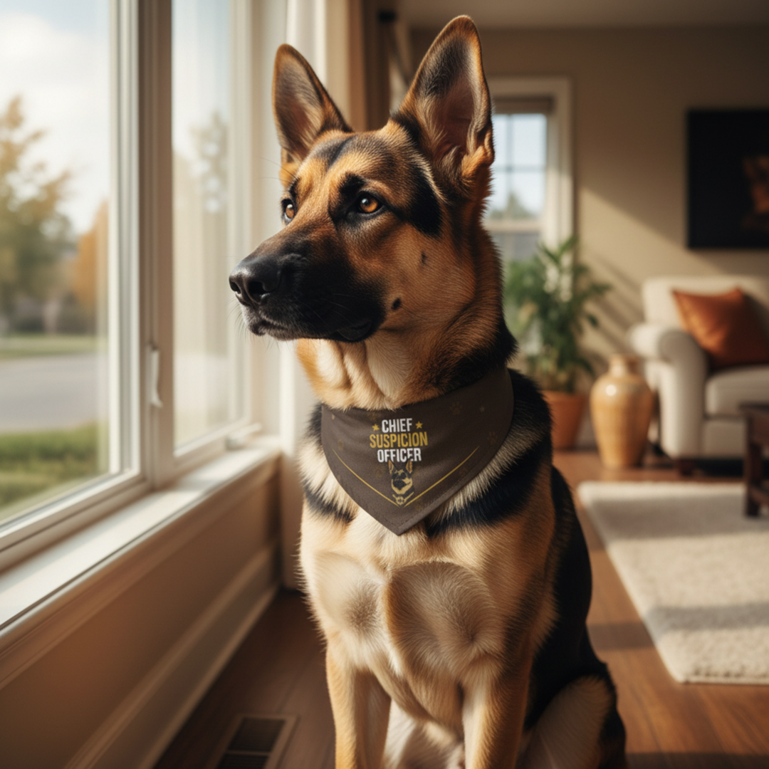 German Shepherd Bandana — Chief Suspicion Officer on Duty