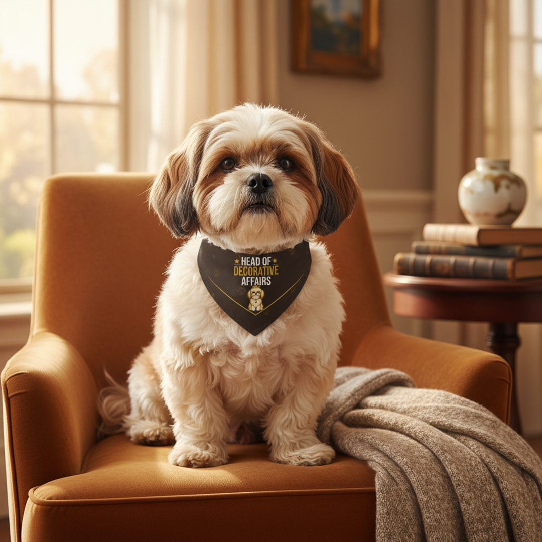 Shih Tzu Bandana — Head of Decorative Affairs on Duty