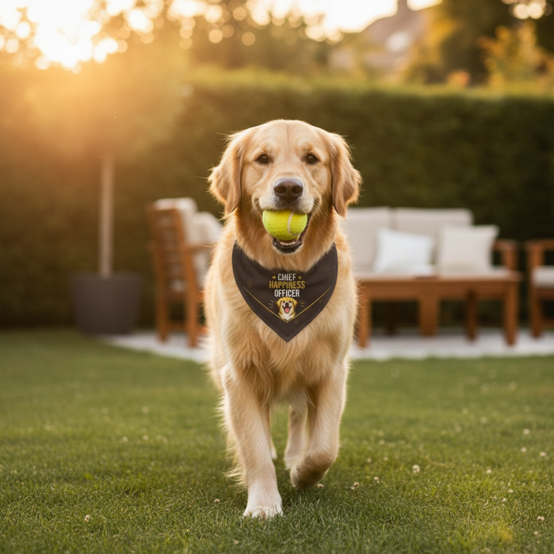 Golden Retriever Bandana — Chief Happiness Officer on Duty