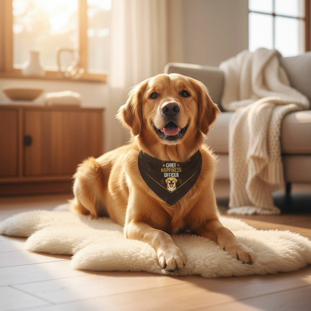 Golden Retriever Bandana — Chief Happiness Officer on Duty