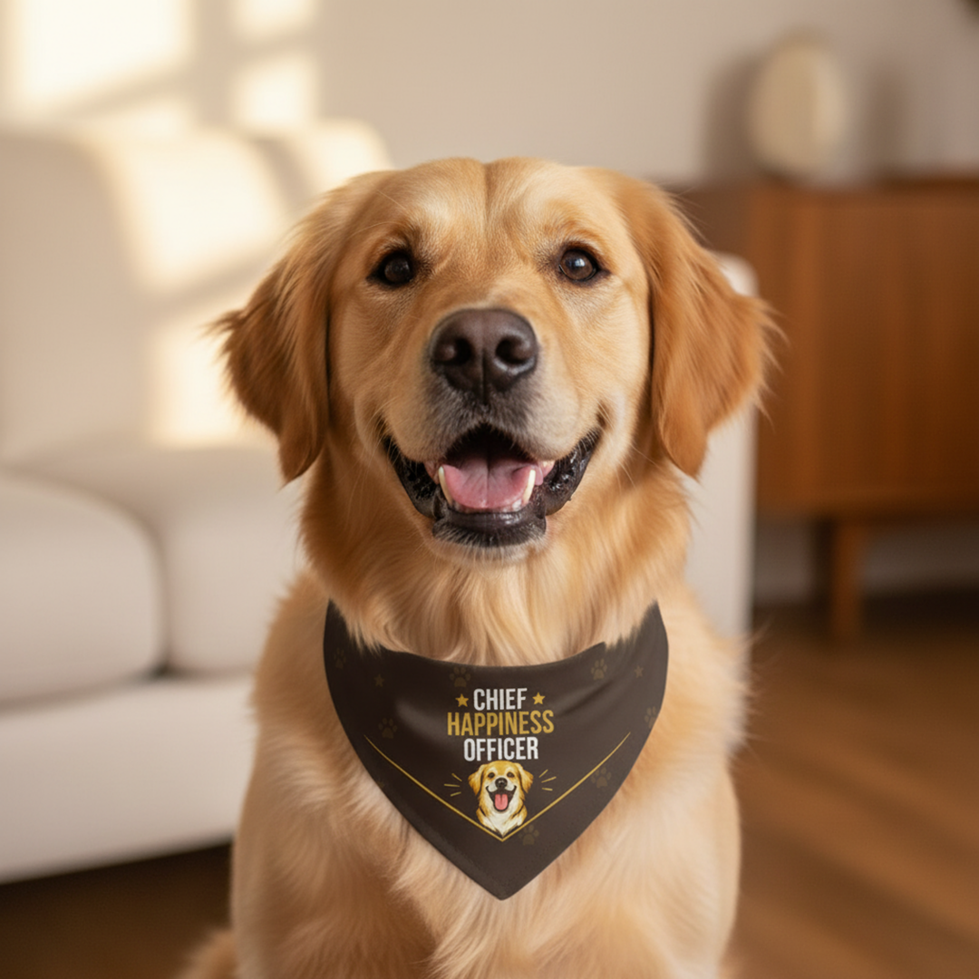 Golden Retriever Bandana — Chief Happiness Officer on Duty