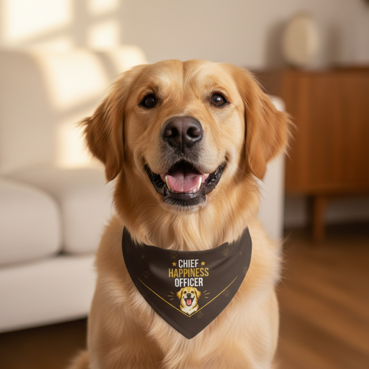 Golden Retriever Bandana — Chief Happiness Officer on Duty