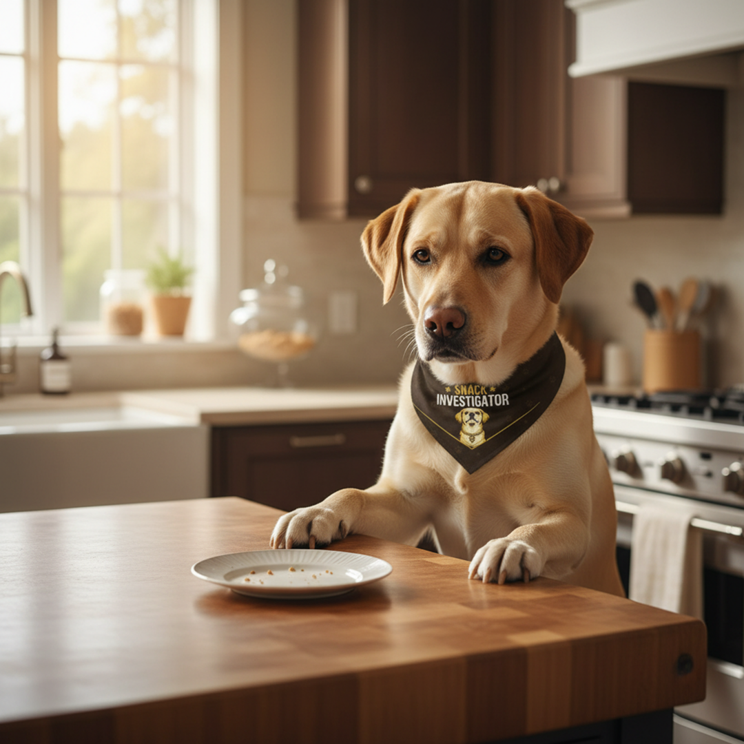 Labrador Bandana — Snack Investigator on Duty